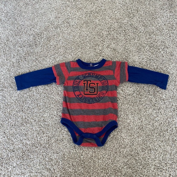 Truly scrumptious by heidi klum baby boy striped onesie bodysuit size 6 months - Picture 2 of 6